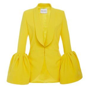 Prabal Gurung Tulip-sleeve Crepe Blazer In Yellow ss19